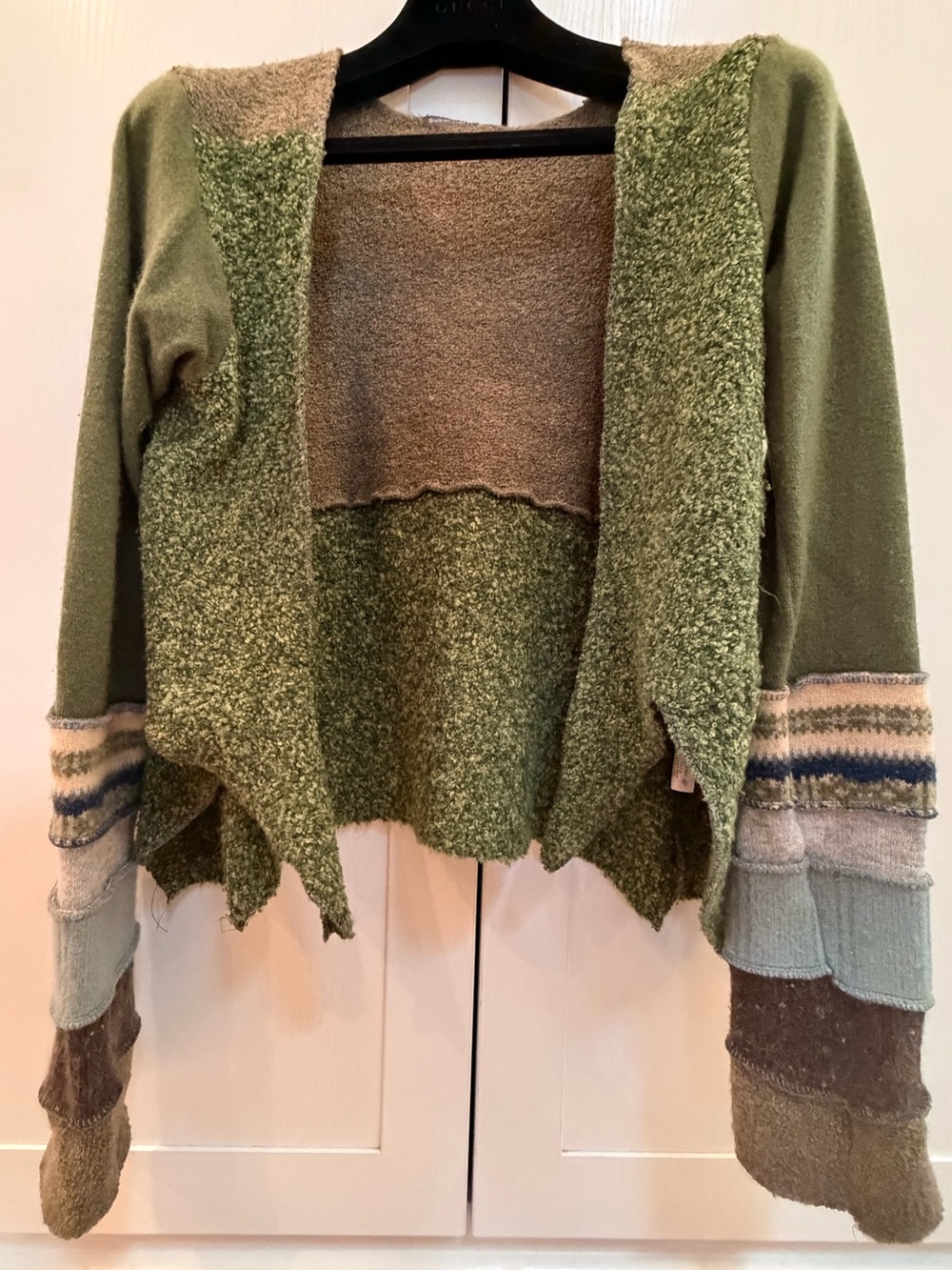 Women's Olive Green Open-Front Textured Knit Cardigan